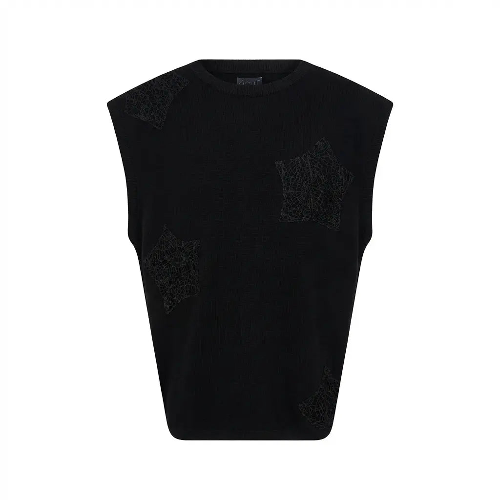 Sequin Patch Sleeveless Shirt