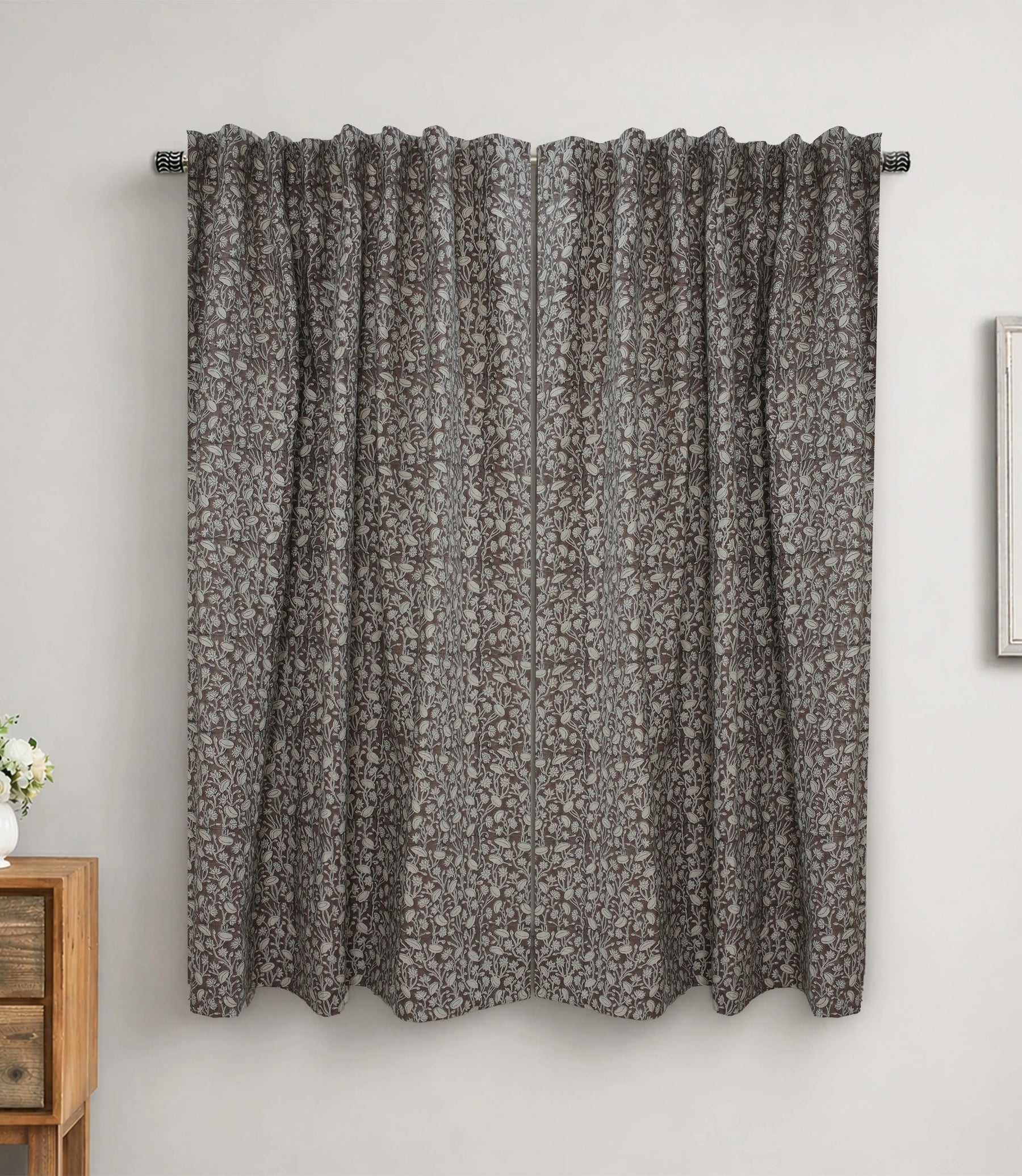 Pishta Handcrafted Floral Vintage Pure Linen Curtain
