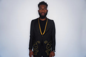 Black Suit with Gold Embroidery
