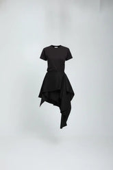 Radia Black Poplin Wrap T-shirt