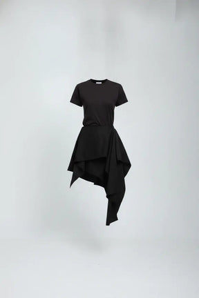 Radia Black Poplin Wrap T-shirt
