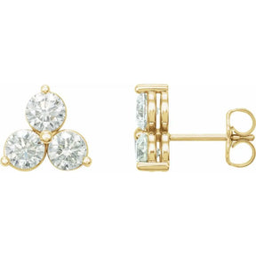 1/4 CT Lab-Grown Diamond Three-Stone Earrings in 14K Gold