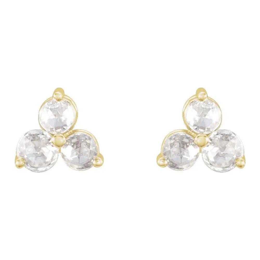1/4 CT Lab-Grown Diamond Three-Stone Earrings in 14K Gold