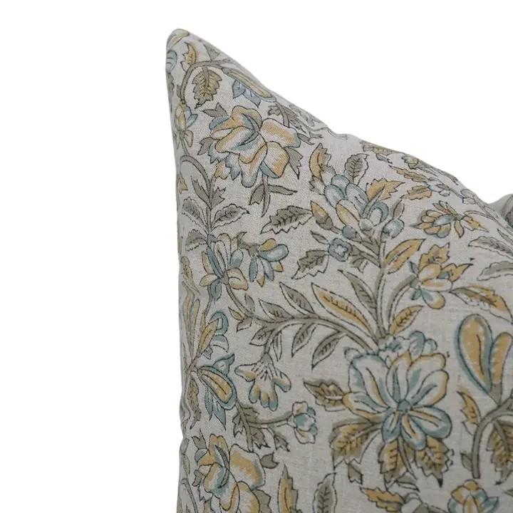 Traditional Indian Block Printed Pure Linen Pillow Cover- Kudrat