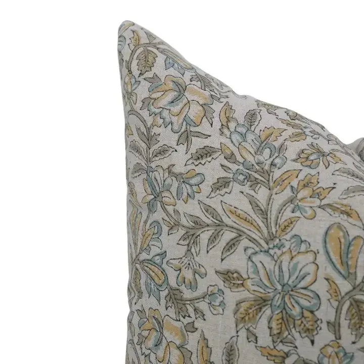 Traditional Indian Block Printed Pure Linen Pillow Cover- Kudrat