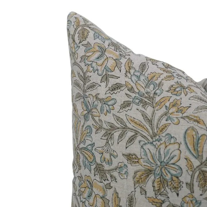 Traditional Indian Block Printed Pure Linen Pillow Cover- Kudrat