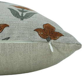 Elegant Block DesignThick Linen Cushion Cover -  Tulip
