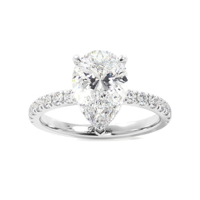 Pear Diamond Platinum Hidden Halo Engagement Ring