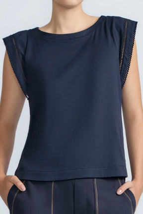 Regina Pima Cotton Knit Top | Navy