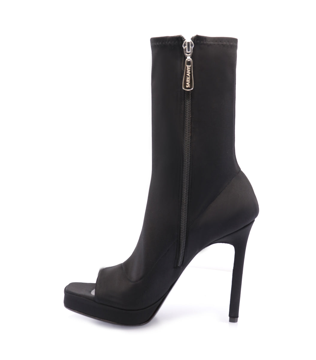 Sleek Open-Toe Black Booties Steff