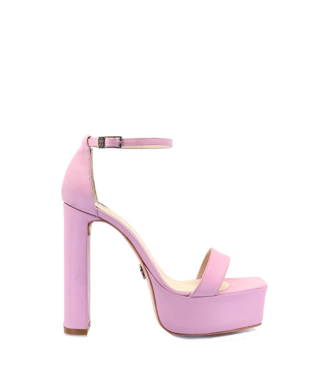 Elegant Pink Suede Heeled Sandals Cande