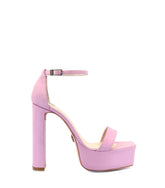Elegant Pink Suede Heeled Sandals Cande