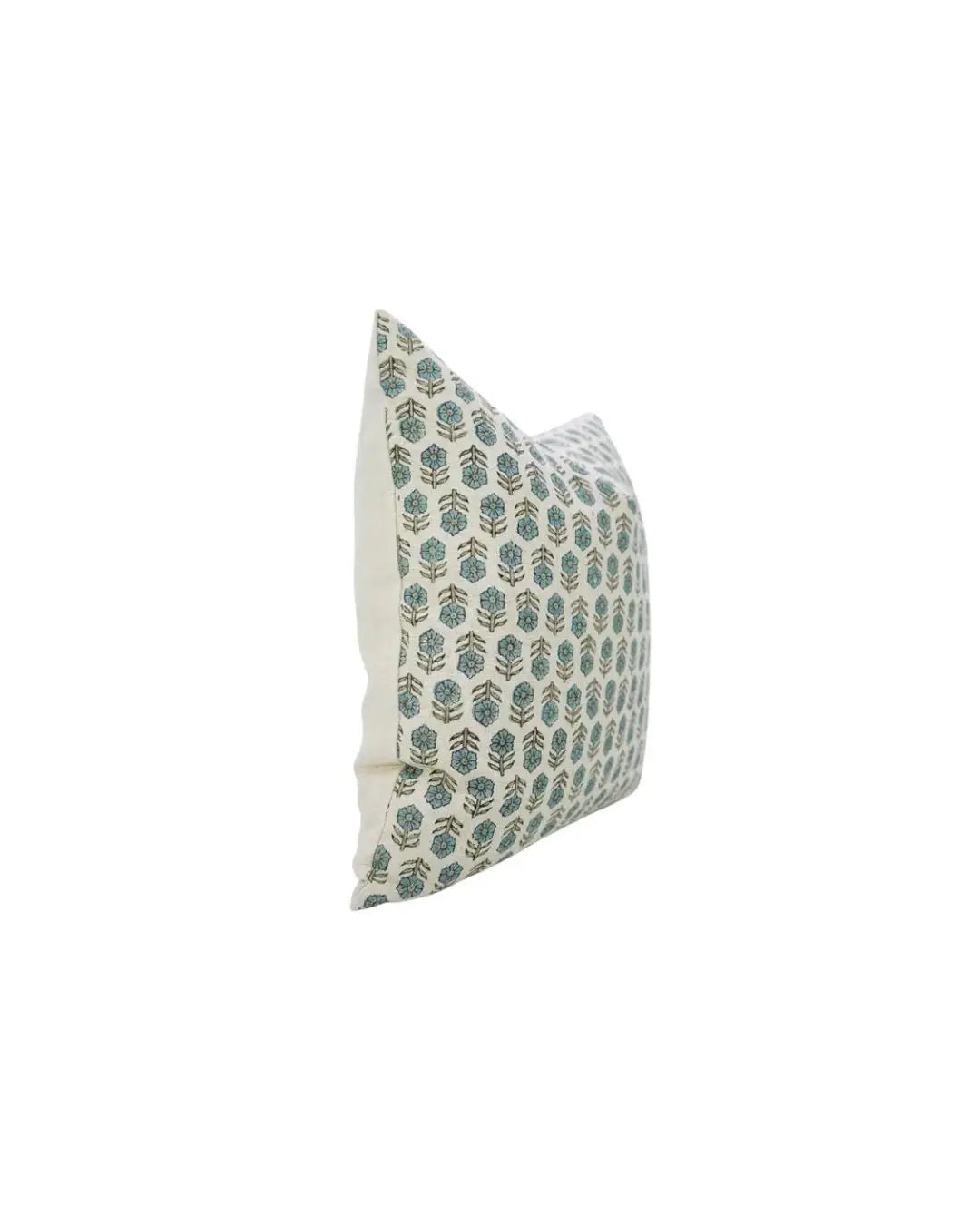 Hancrafted Hand-Craved Block Printed Design Pure Linen Pillow Cover - Tulsi Buti
