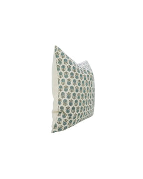 Hancrafted Hand-Craved Block Printed Design Pure Linen Pillow Cover - Tulsi Buti