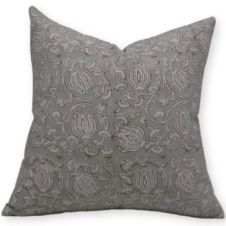 Decorative Handmade Block Print Thick Cotton White Pillow Cover - 6 Kamal
