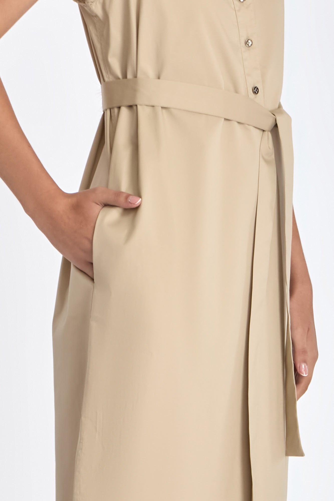 Maki Nehru Collar Dress | Ecru