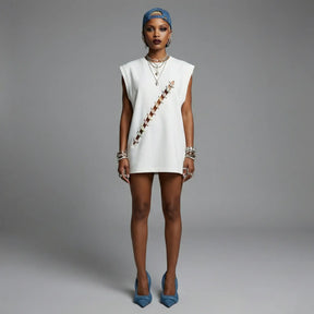 Cowrie Shell Embellished Sleeveless Shirt