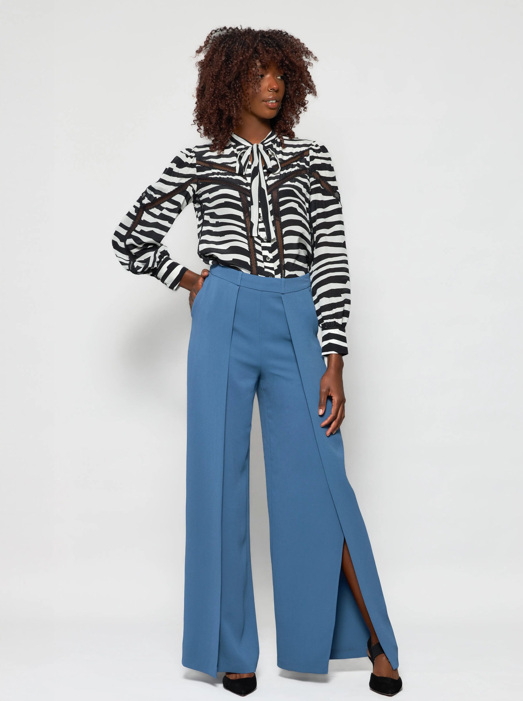 Dina Wide-Leg Crepe Pant