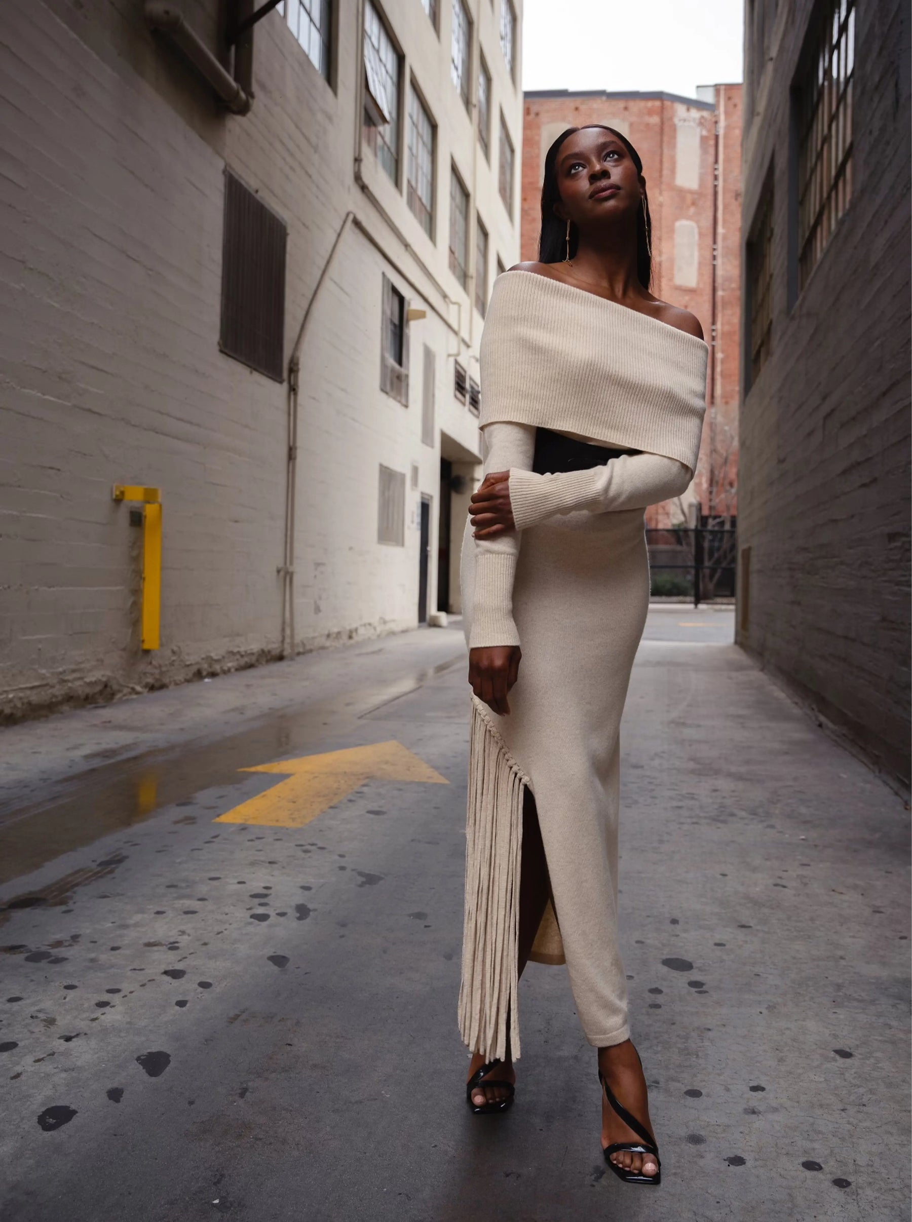 Peris Off-Shoulder Cashmere Maxi Dress