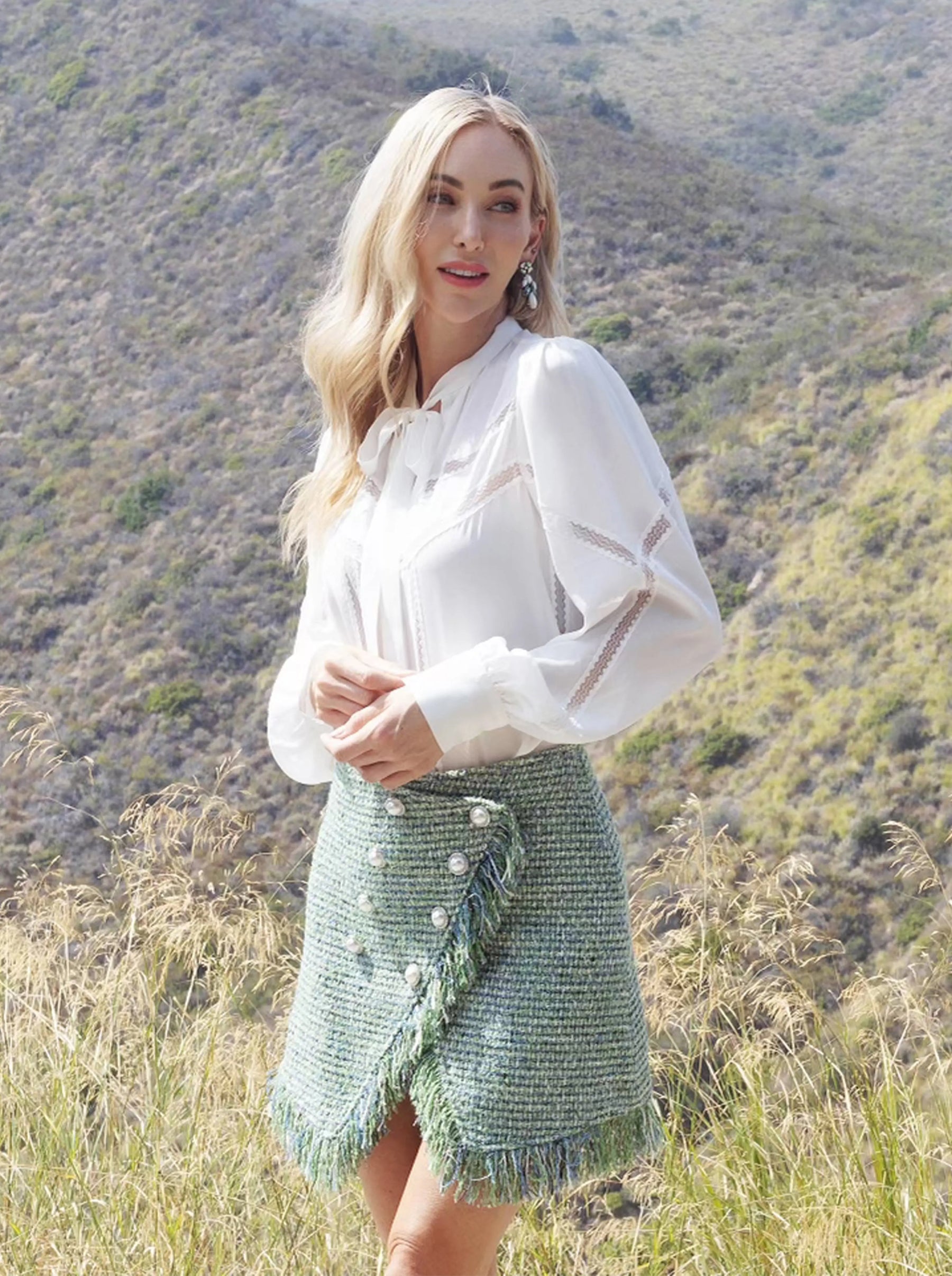 Cora Asymmetrical Tweed Bouclé Mini Skirt