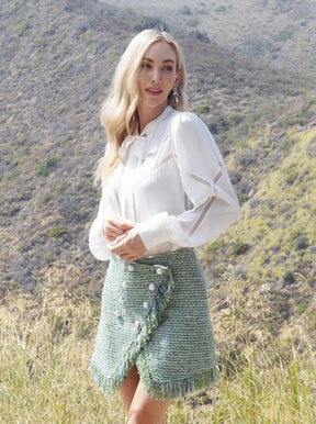 Cora Asymmetrical Tweed Bouclé Mini Skirt