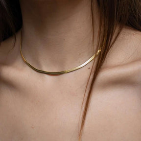 Gold Herringbone Thin Minimalist Necklace