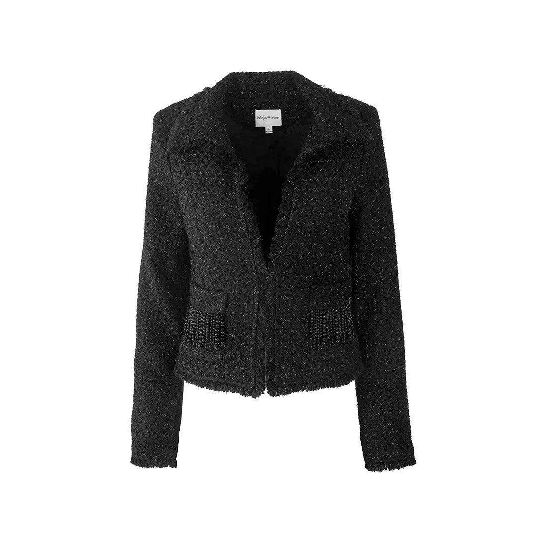 Tia Shimmering Tweed Bouclé Crop Jacket