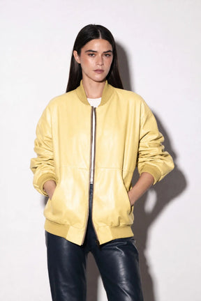 NYC Oversized Leather Bomber Jacket