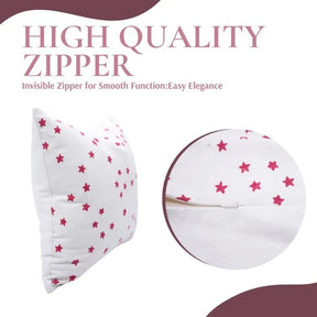 Artistic Hand-Carved Block Print Design Thick Cotton White Pillow Cover- Star