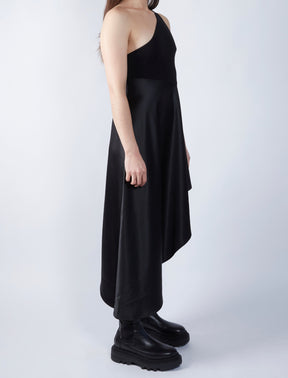 Knit/Satin Mix Media Wave Dress