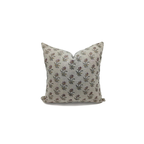 Floral Block Print Thick Linen Cushion Cover -Coastal Tulip
