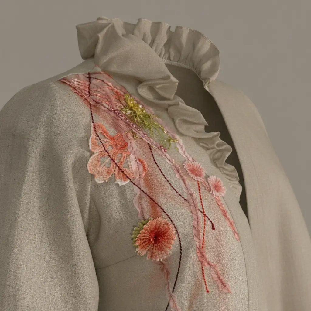 LINAJE - Hand-Embroidered Linen Jacket and Trousers Set