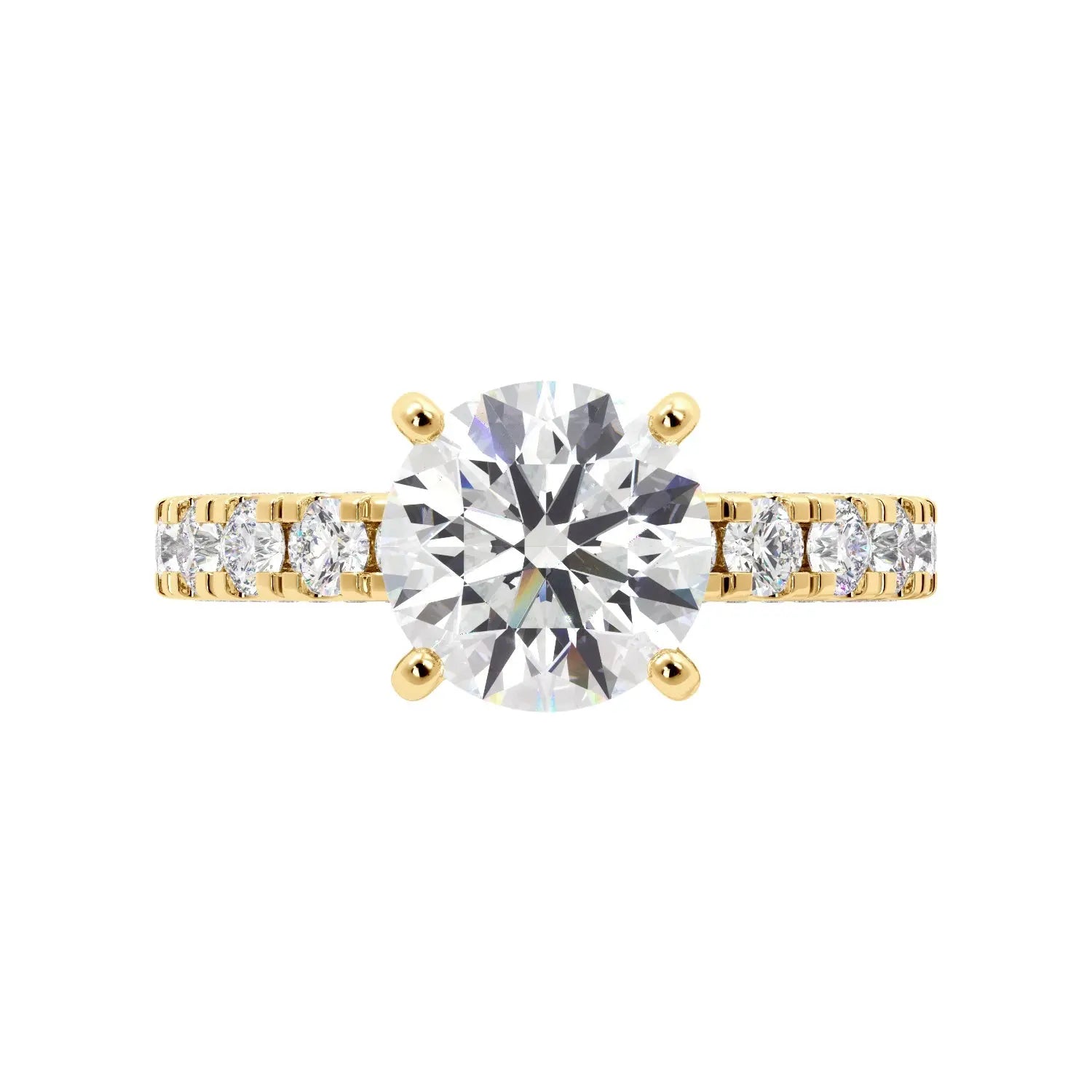 Round Diamond Iced Out Micropave Engagement Ring