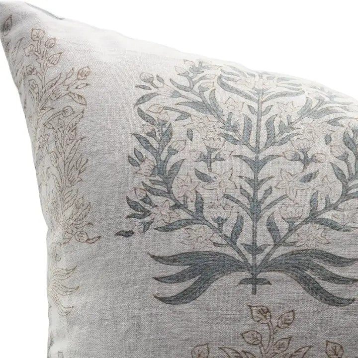 Indian Hand Block Printed Design Pure Linen Pillow Cover - Vrindavan