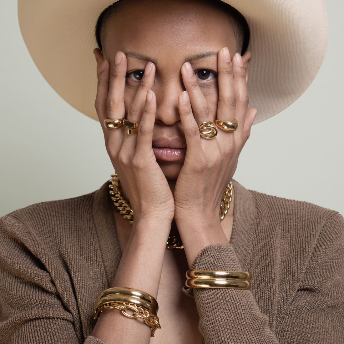 Gold Dome Ring Chunky Statement Ring 18K