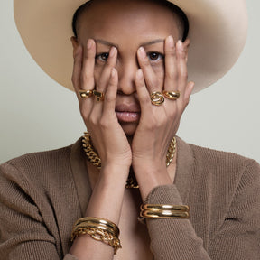 Gold Dome Ring Chunky Statement Ring 18K