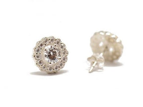 Elegant Silver Halo Stud Earrings