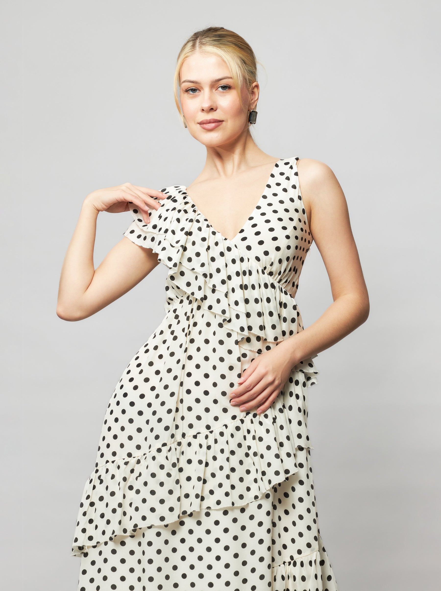Arethia Polka Dot Silk Maxi Dress
