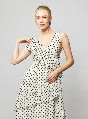 Arethia Polka Dot Silk Maxi Dress