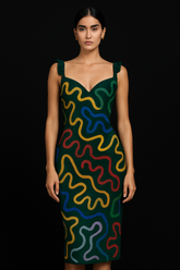 The Aya Contour Midi Dress – African Maze Edition