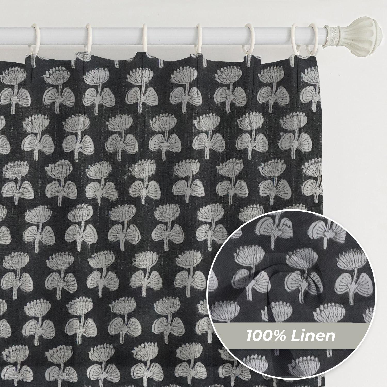 Luxurious Print Pure Linen Window Pleated - Damru