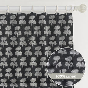 Luxurious Print Pure Linen Window Pleated - Damru