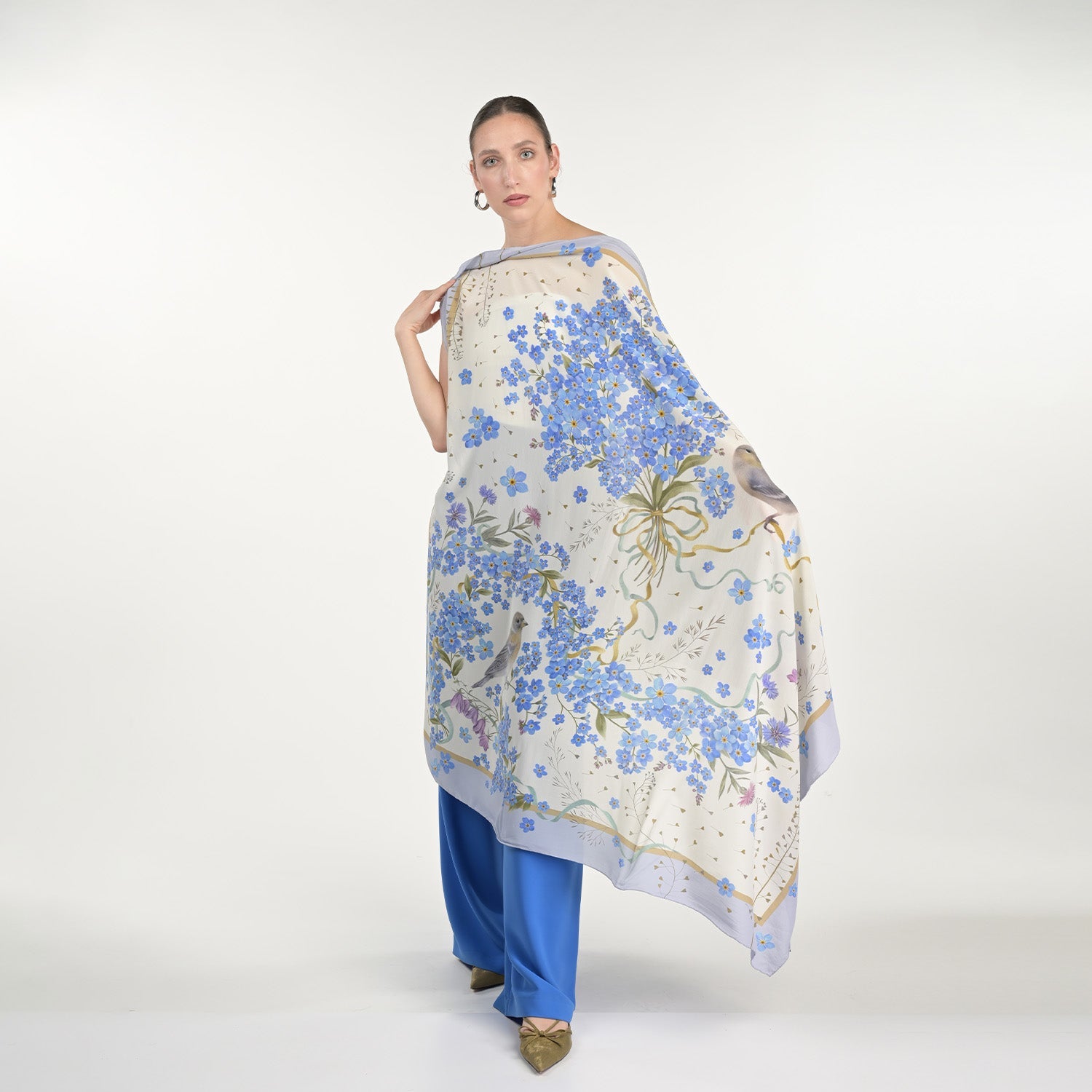 Light Forget Me Not Silk Scarf
