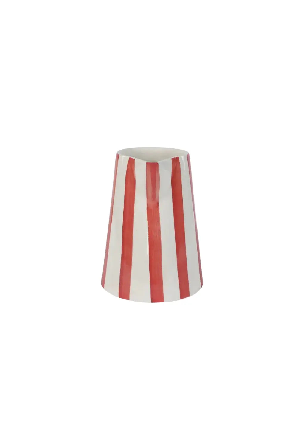 Ceramic Stripe Pitcher, Red- 8.25 X 8.25 X 8 Inches