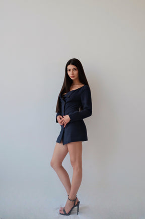 Oxford Blue Double-Breasted Dress