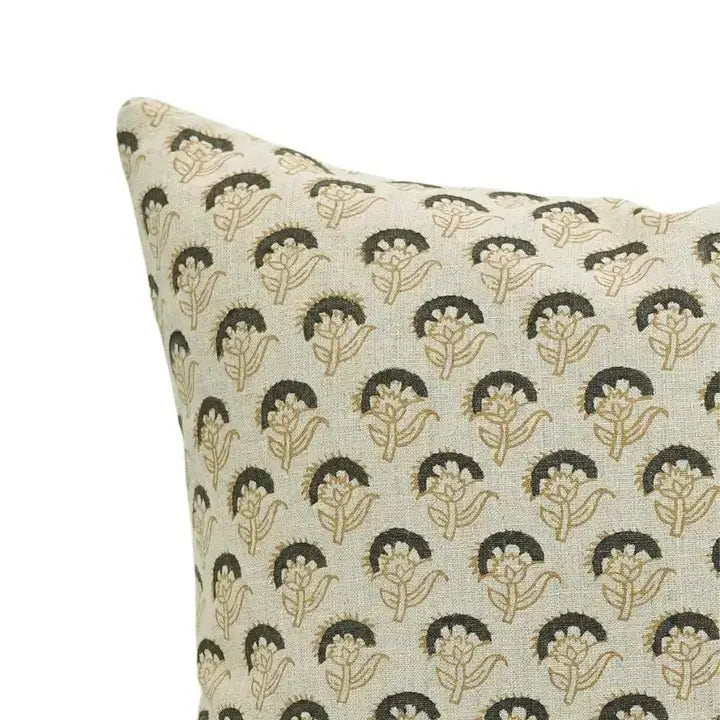 Traditional Handmade Block Print Boho Pure Linen Pillow Cover- Juju Flower