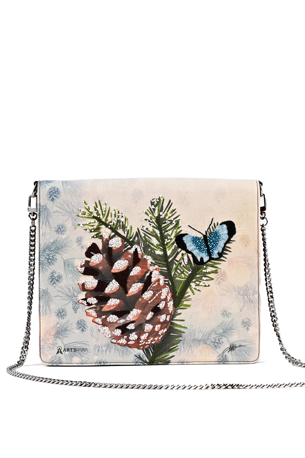 Artepara Winter Signature Hand-Embroidered Leather Clutch