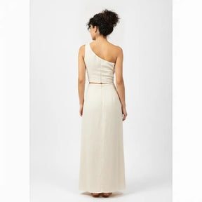 RAICES by PASALUMAC | Zenú-Inspired Asymmetrical Linen Two-Piece Set