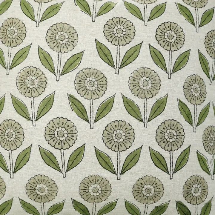 Natural Printed Linen Blend Pillow Cover - Genda Pushp