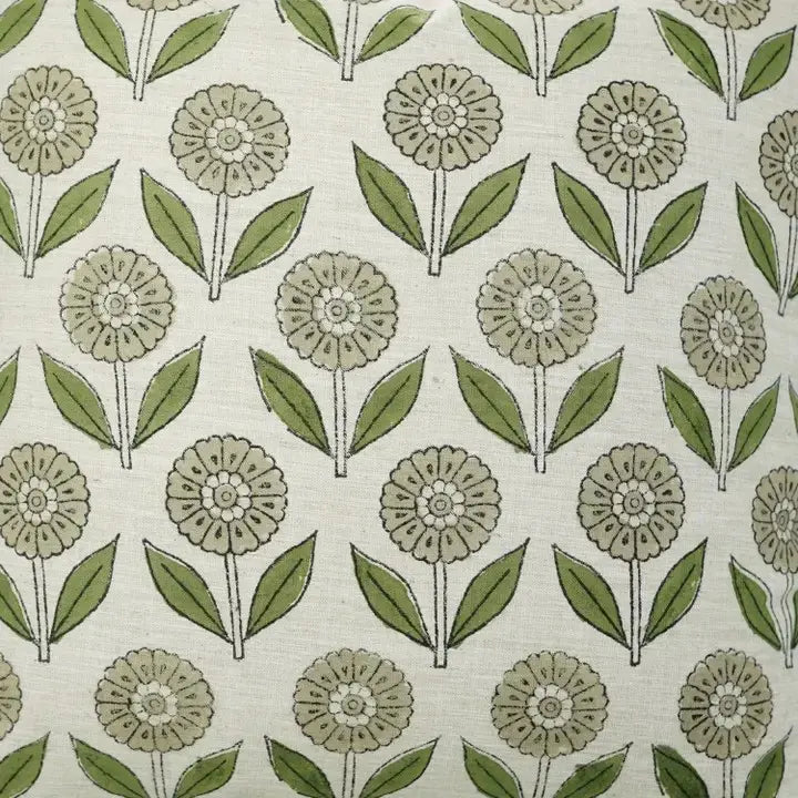 Natural Printed Linen Blend Pillow Cover - Genda Pushp